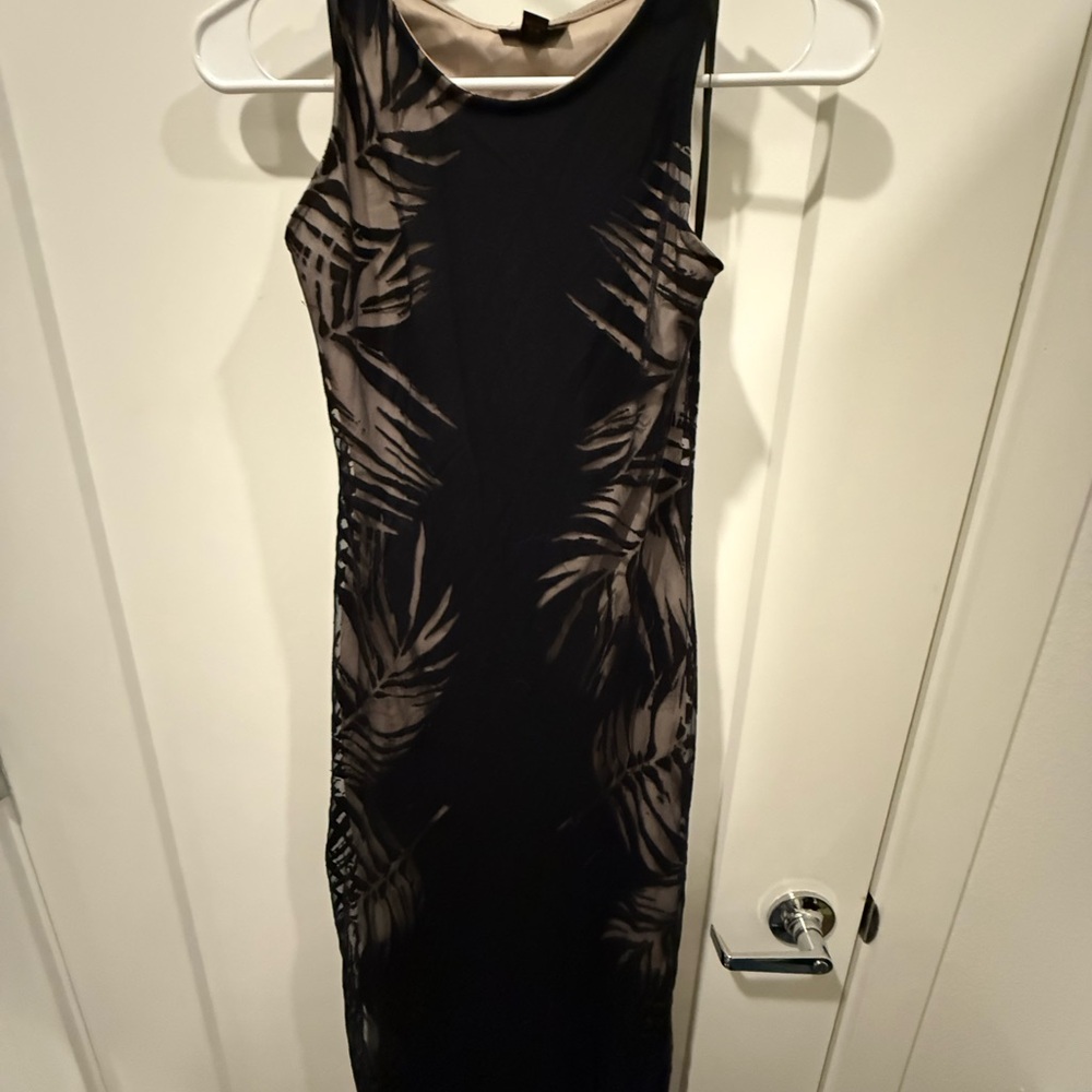 Wasson Black and Silver Sleeveless Bodycon Maxi Dress
